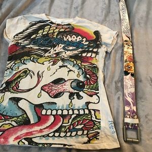 Ed hardy belt and shirt